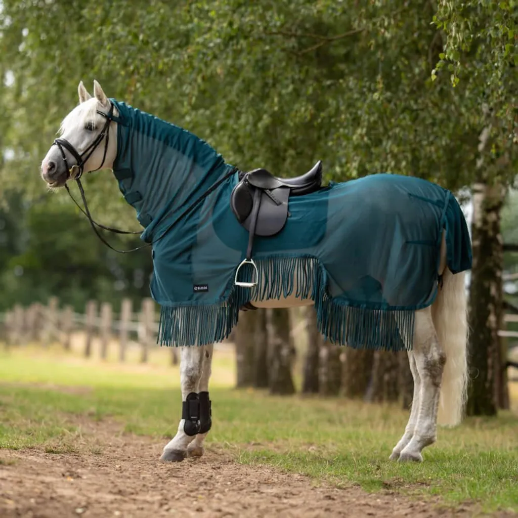 Couvre-reins anti-mouches Busse Moskito avec franges pour chevaux