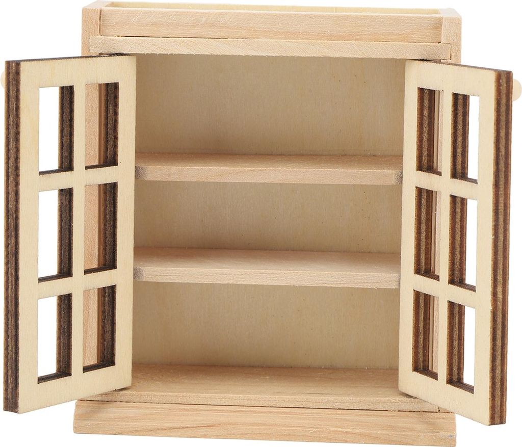 Puppenhaus-Doppelwandschrank im Maßstab 1:12, realistische Miniatur aus Holz für das Wohnzimmer