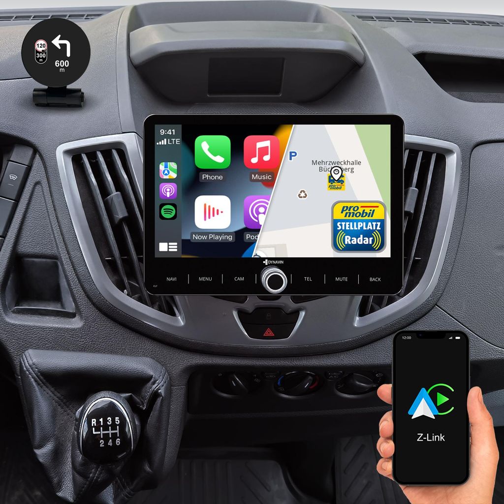 10,1 Zoll Android Autoradio Navi für Ford Transit Custom Connect Courier 2014-2018 Wireless Carplay Android Auto Head-up Display DAB+
