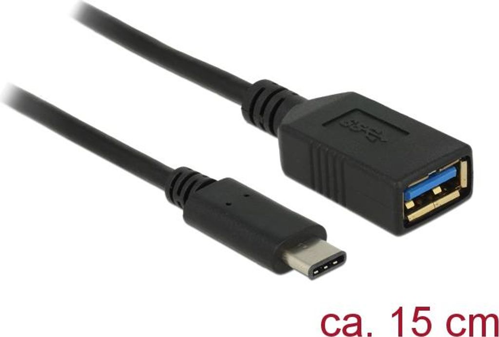Delock - USB-Adapter - USB Typ A (W) zu 24 pin USB-C (M) - USB 3.1 - 15 cm - Schwarz