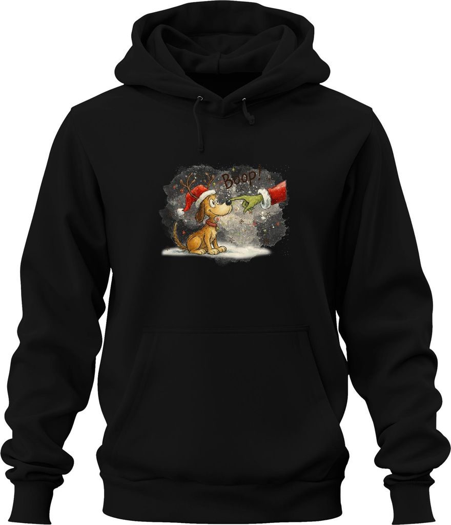 Boop Weihnachten Grinch Hund Nase Rentier Geschenk niedlich Uni Hoodie Kapuzenpullover, Schwarz, M