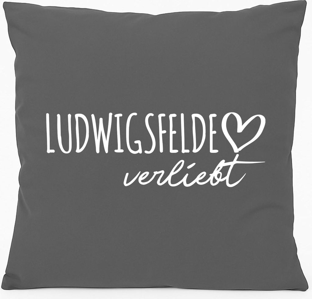Huuraa Kissen Ludwigsfelde verliebt 40x40cm mit Füllung Steel Grey Baumwolle Dekokissen Geschenkidee