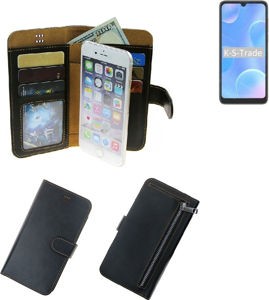K-S-Trade Schutz Hülle kompatibel mit Blackview A50 Klapphülle Case Phone cover Slim Handytasche Handy Hülle schwarz aus Kunstleder (1 Stk)