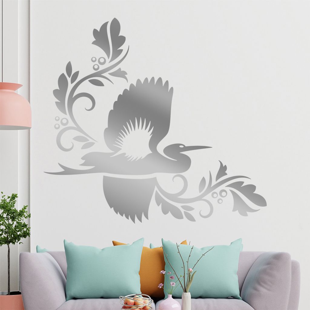 Tribal Reiher Ranke Wandtattoo in 6 Größen - Wandaufkleber Wall Sticker - Dekoration, Küche, Wohnzimmer, Schlafzimmer, Badezimmer