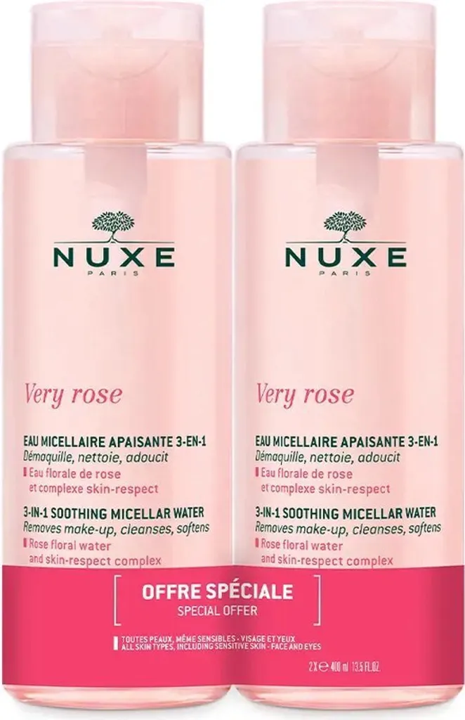 Nuxe Very Rose Eau Micellaire Apaisante 3 en 1 Lot de 2 Flacons