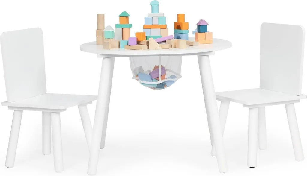 Table enfant et 2 chaises blanches : mobilier robuste pour petits