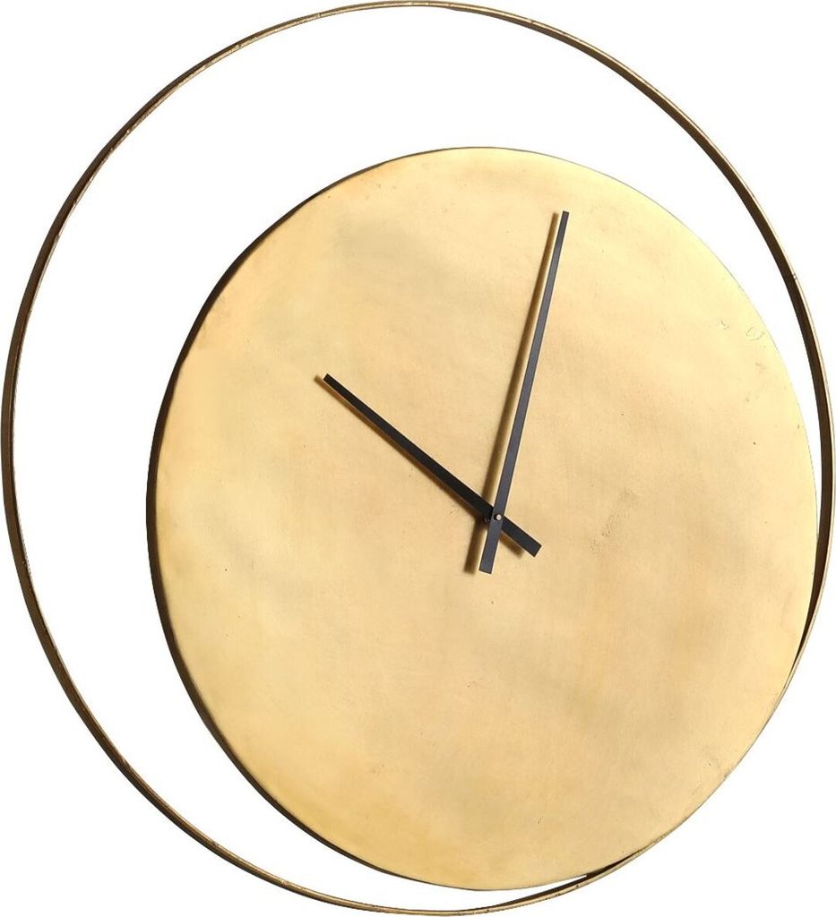 Casa Padrino Designer Wanduhr Gold Ø 80 cm - Runde Industrial Design Metall Uhr - Wohnzimmer Deko Accessoires