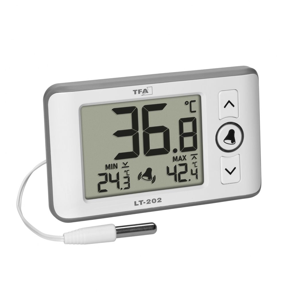 TFA Digitales Profi-Thermometer 30.1052.02, mit Kabelfühler, weiß-grau