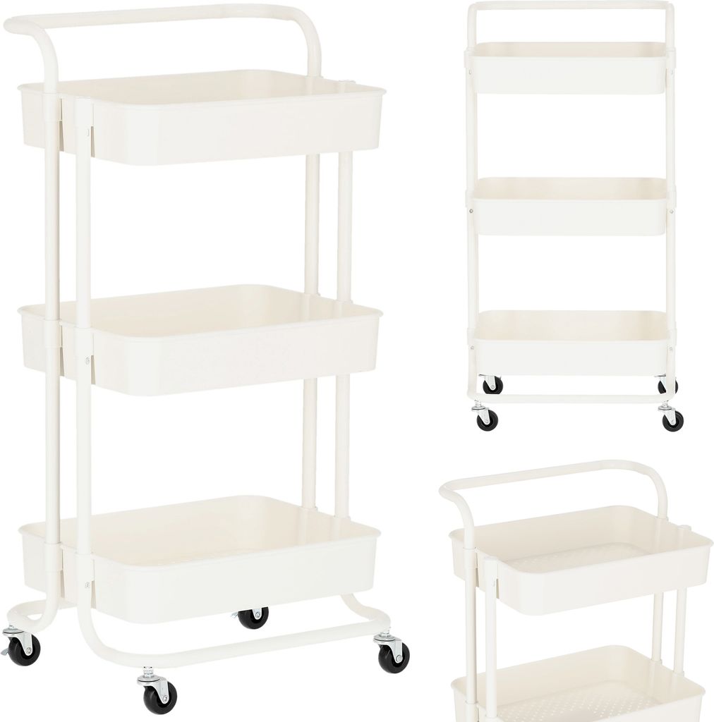 Helfer Friseur Kosmetikwagen Rolltisch zum Färben ST010WH zum Schönheitssalon Regal mit Regalen