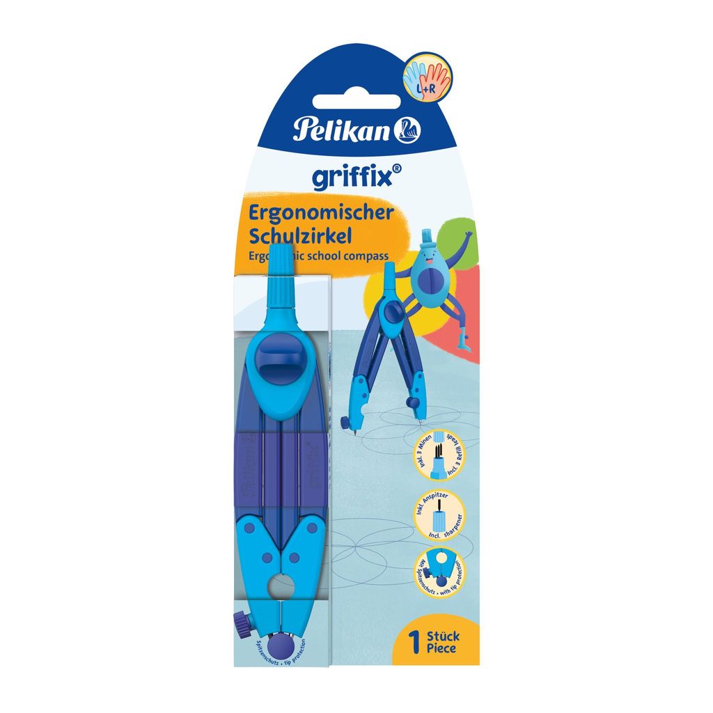 Pelikan Schulzirkel griffix Blau in Hängesc Produktbild 
