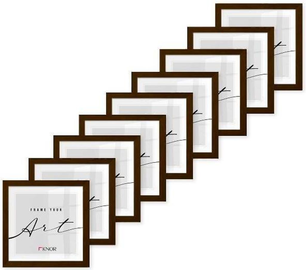🖼️KNOR®️ Bilderrahmen 20X20 cm Braun Holzdekor, 9er Set Produktbild