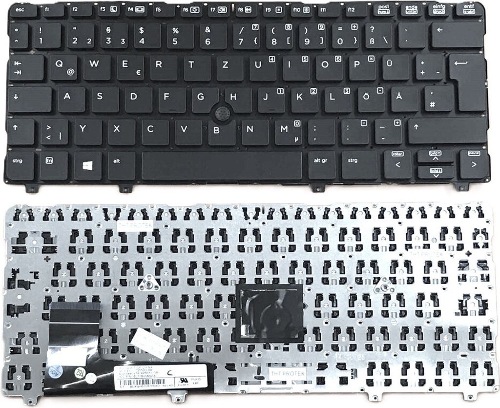 DE - Schwarz Tastatur mit Mausstick, Ohne Rahmen kompatibel für HP Elitebook 725 G2