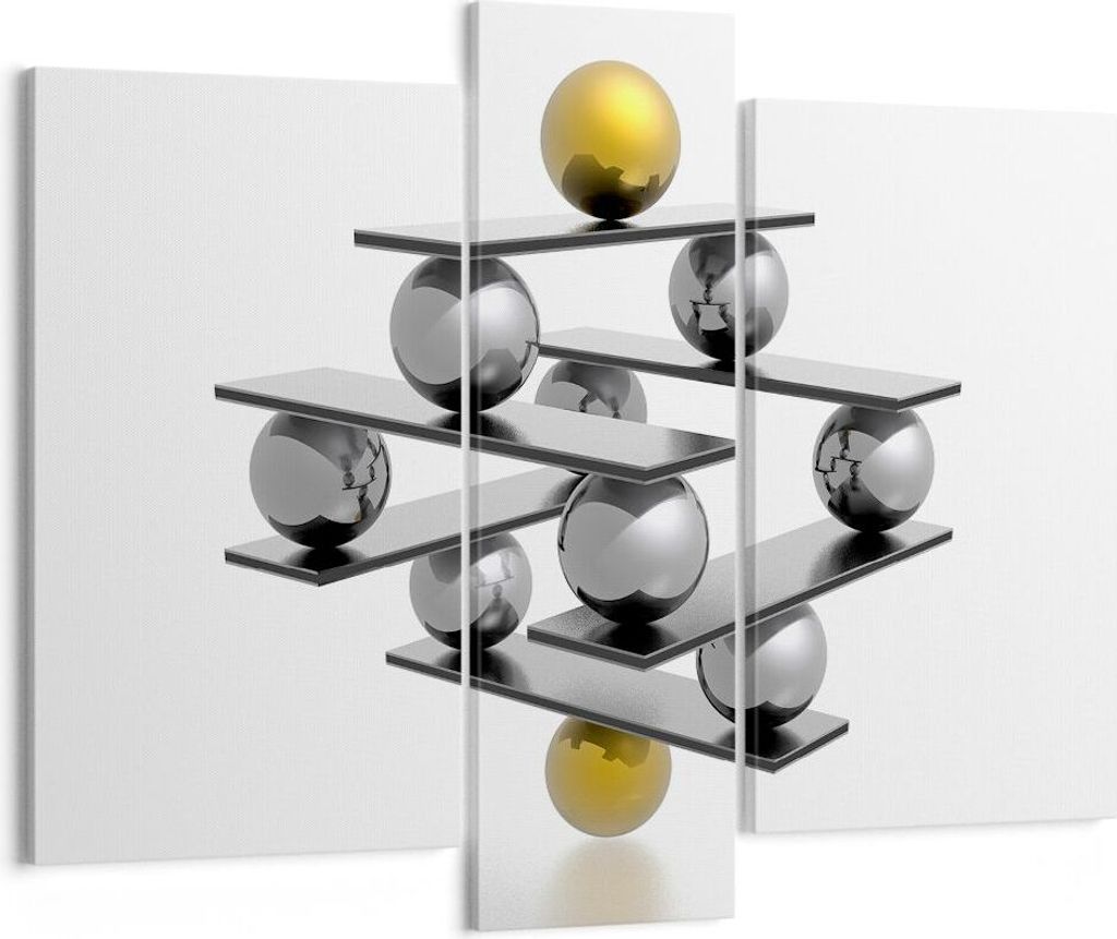 Bild auf Leinwand - Leinwandbild - Gleichgewicht Struktur Stabilität Ball - 95x80cm - Wand Bild - Wanddeko - Leinwanddruck - Bilder - Kunstdruck -...