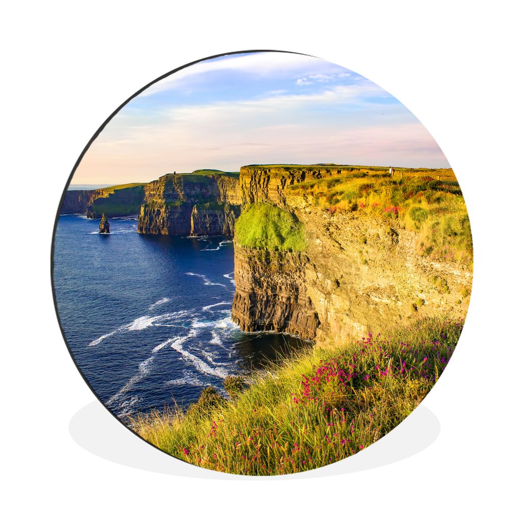 MuchoWow Aluminium Wandkreis Kalkstein von den Cliffs of Moher in Irland Ø 90 cm Wanddeko Modern Wohnzimmer - Mauerkreis - Wandbilder - Runde Bi...