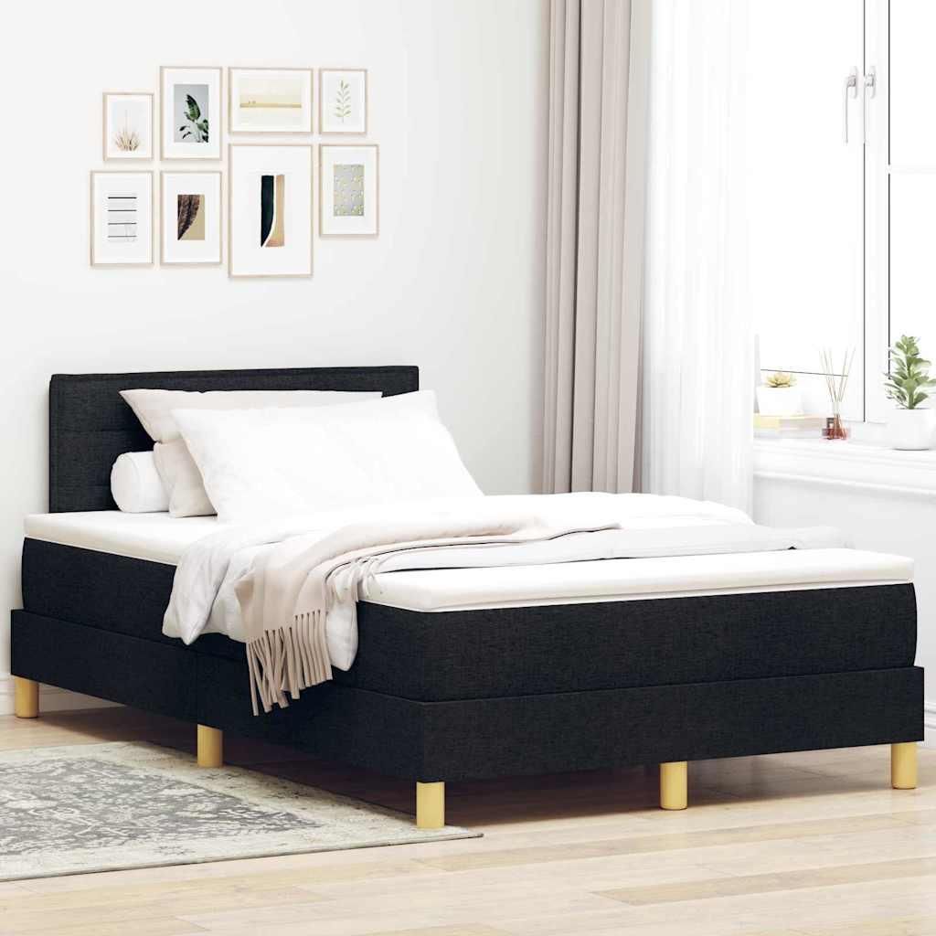 Maison Exclusive - LED Boxspringbett mit Kopfteil Schwarz 120 x 200 cm Stoff