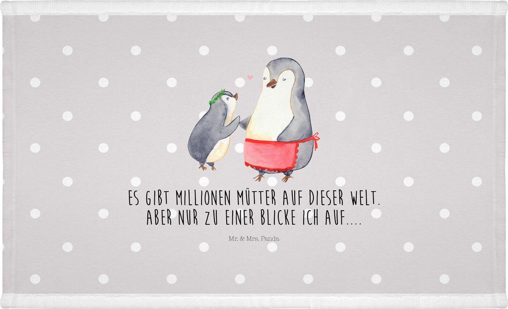 Mr. & Mrs. Panda handtuch frottee Pinguin mit Kind - Grau Produktbild 