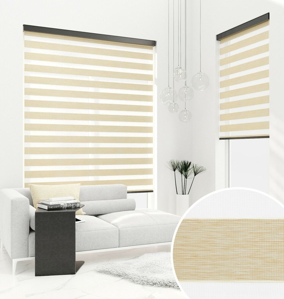 PREMIUM DOPPELROLLO BH13 NATUR mit Alu Kassette (145x220 cm, Kassettenfarbe: schwarz)