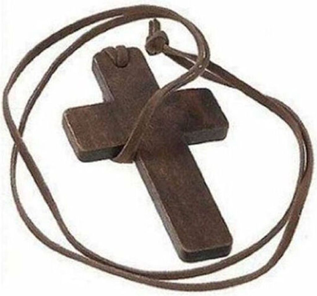 Halskette Kreuz Kruzifix Rosenkranz Kette Kreuzkette aus Holz mit Lederband Edel