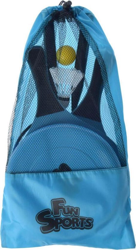 Buitenspeelset Spielzeug rosa mit Badminton Frisbee Beachball Urlaub