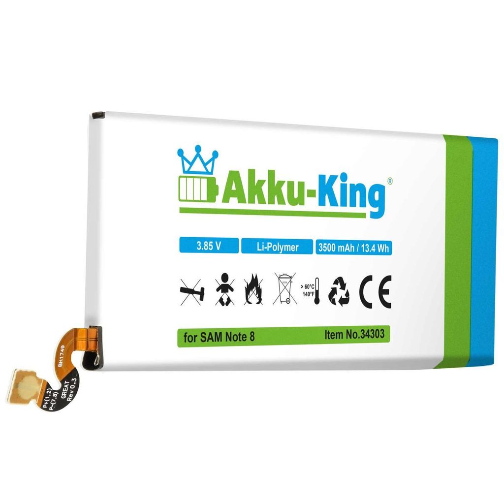 Akku kompatibel mit Samsung EB-BN950ABE - Li-Polymer 3500mAh - für Samsung Galaxy Note 8, Galaxy Note 8 Duos, Galaxy Note 8 Duos TD-LTE