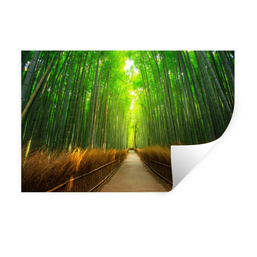 MuchoWow Wandtattoo Wandsticker Wandaufkleber Weg durch den Wald 120x80 cm Selbstklebend und Repositionierbar - Selbstklebend - Fototapeten