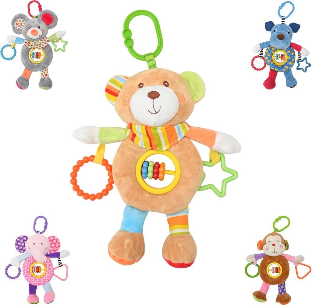 Lorelli Baby Kuscheltier Activitiy Spielzeug Plüsch, Greifling, C-Ring ab Geburt beige