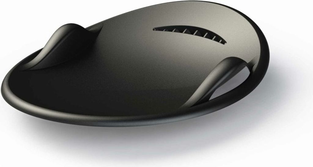 A black sled is shown on a white background.