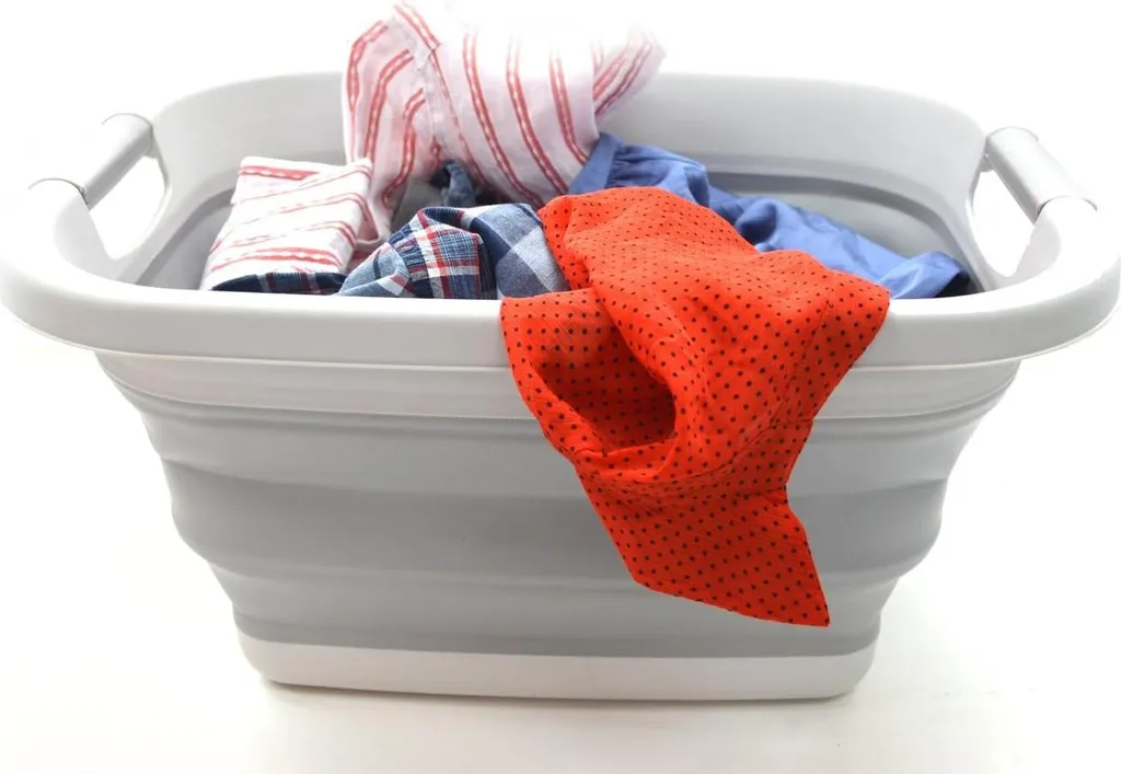 Corbeille à linge rétractable 25L et bac de rangement gris multi-usage