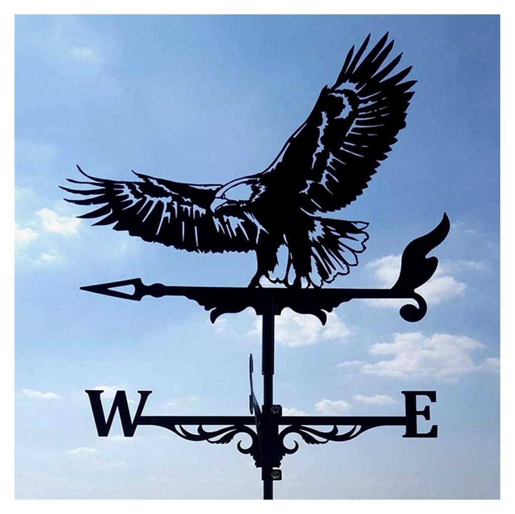 Wetterfahne aus Metall im Vintage-Stil, schwarz, Windrichtungsanzeige für den Außenbereich, Garten, Dach, Dekoration