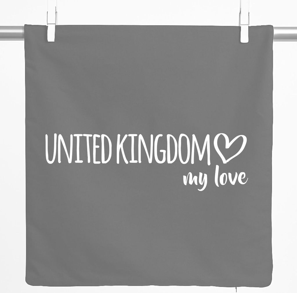 Huuraa Kissenbezug United Kingdom my love 40x40cm Steel Grey Baumwolle Dekokissenbezug Geschenkidee