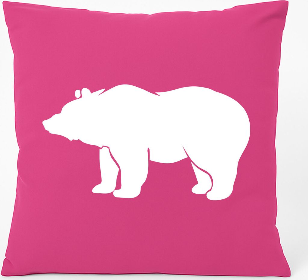 Huuraa Kissen Bär Silhouette 40x40cm mit Füllung Fuchsia Baumwolle Dekokissen Geschenkidee