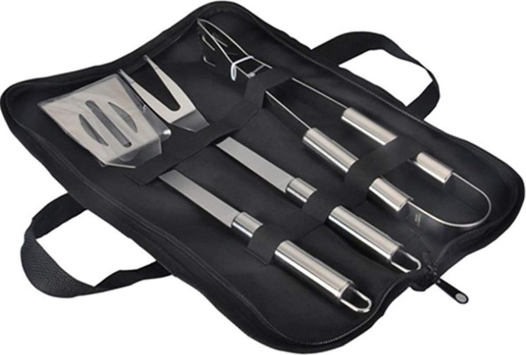 BBQ Grill Werkzeugset - RVS Grillzubehör - 3 Stück - Inklusive Tragetasche