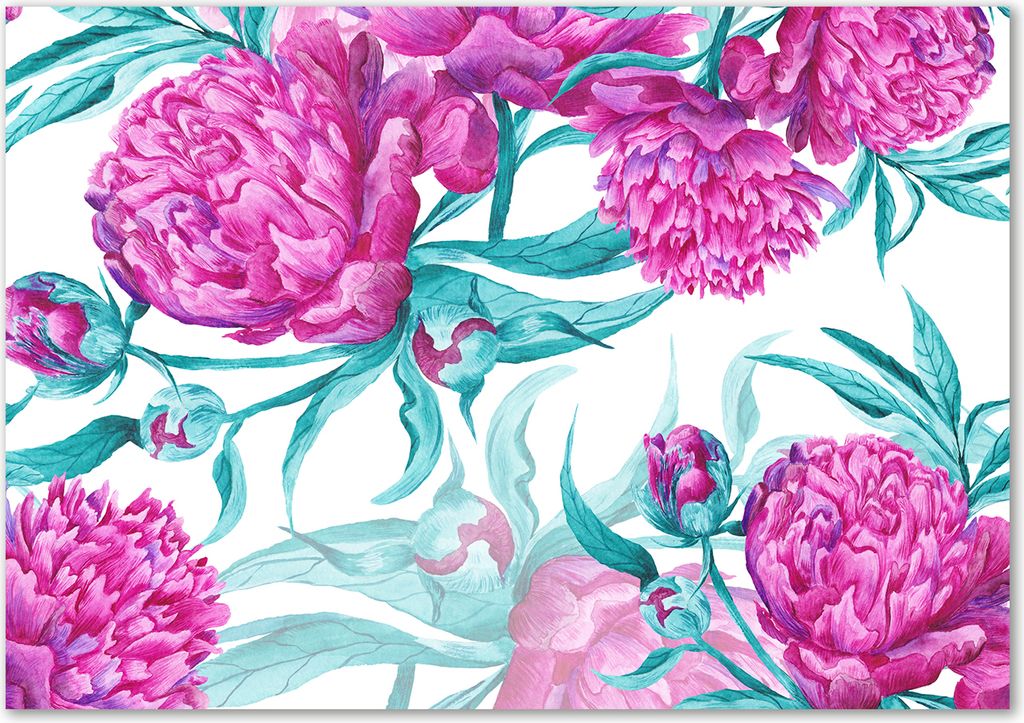 Tulup Glas-Bild - 100 x 70 - Wandbild aus Glas - Wandkunst - Wandbild hinter gehärtetem Sicherheitsglas - Blumen & Pflanzen - Rosa Pfingstrosen ...