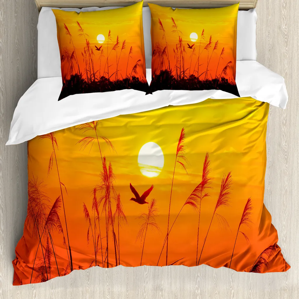 Copripiumino ABAKUHAUS Uccelli 200x200 Tramonto Giallo Rosso 3D