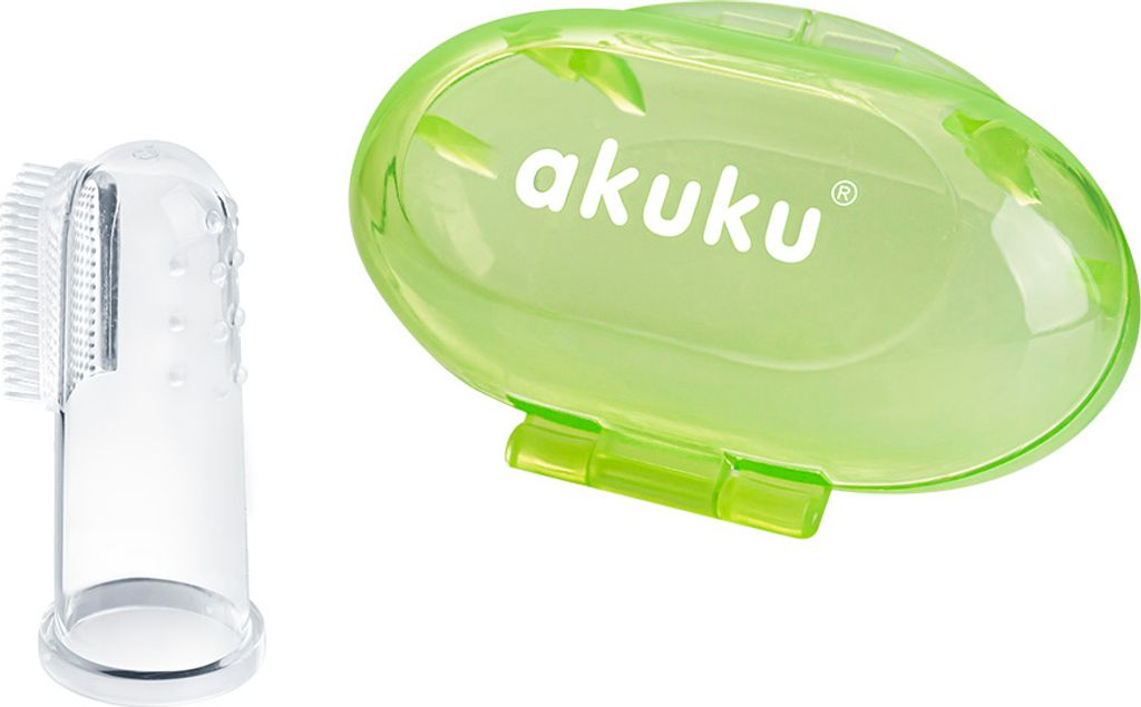 AKUKU Silikon Zahnbürste Grün für Babys + Etui