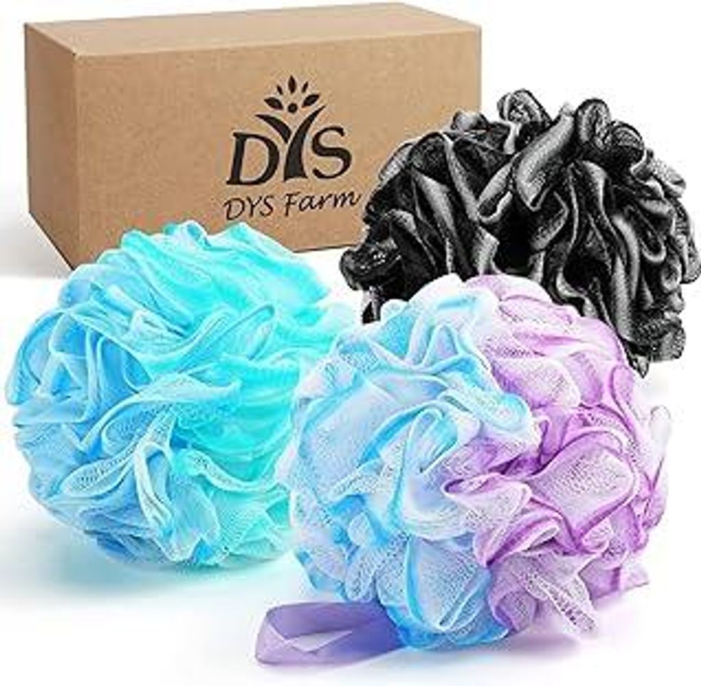 3 Stück 75g XL Badeschwamm Duschschwamm Waschschwamm Badezubehör Badekugeln Massageschwamm leicht schäumend weiche Masche Peeling Hautreinigung ...