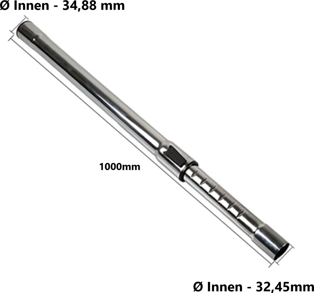 set di 2 tubi telescopici Ø 35 mm tubo per aspirapolvere estendibile da 600 a 1000 mm - Tubo di prolunga universale per tappeti e pavimenti duri - Tubo di ricambio cromato per aspirapolvere - Tubo di aspirazione con funzione a scatto - 3