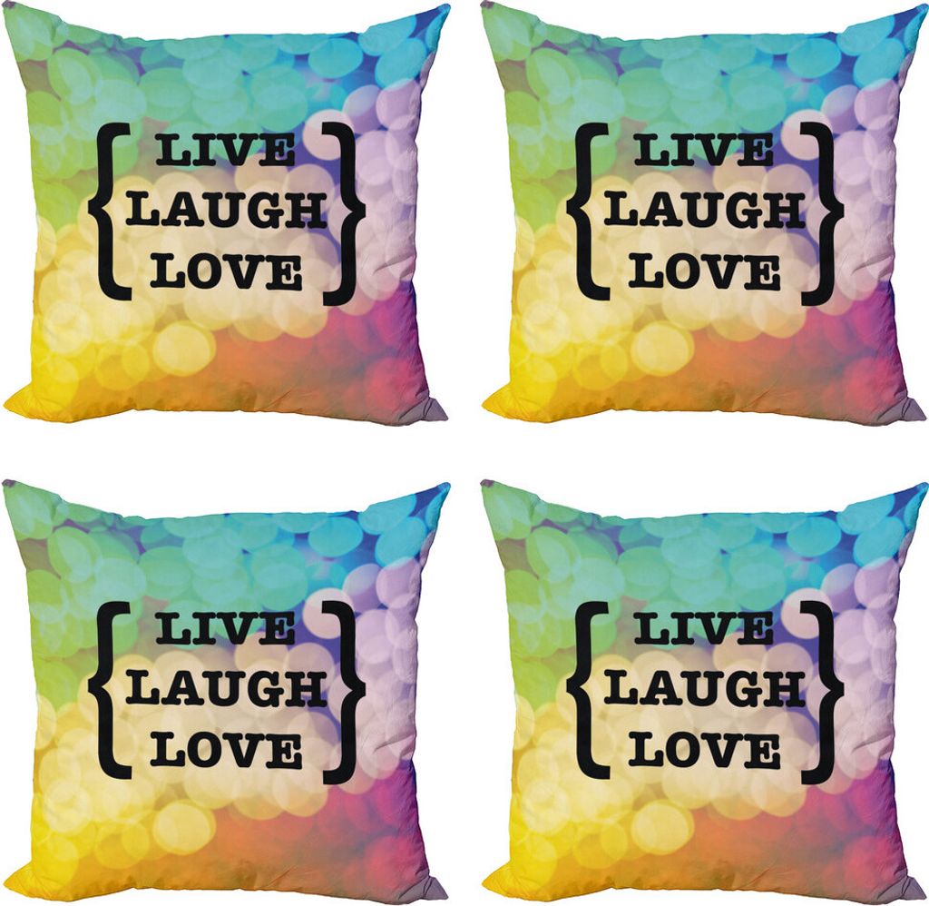 ABAKUHAUS Lebe lache Liebe Kissenbezug Set (4 Stück), Wise Phrase, Moderner Doppelseitiger Digitaldruck, 40 cm x 40 cm, Mehrfarbig