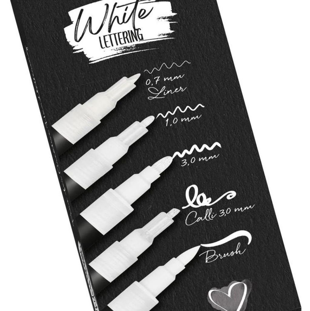 ONLINE® 18511 ONLINE® Set van 5 witte acrylmarkeerstiften Productafbeelding 