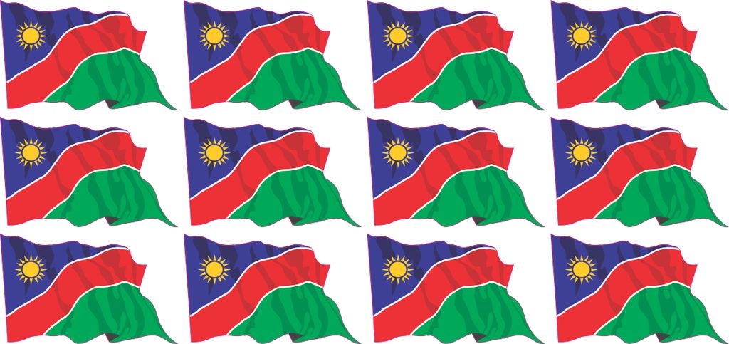 Mini Aufkleber Set - Pack wehend - 50x31mm - selbstklebender Sticker - Namibia - Self-Adhesive - Flagge / Banner / Standarte fürs Auto, Büro, zu ...