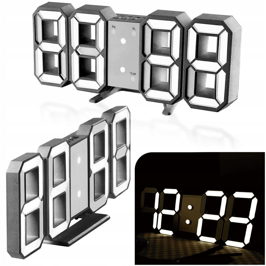 Digitálne nástenné hodiny LED 3D budík domáca dekorácia Obrázok produktu 