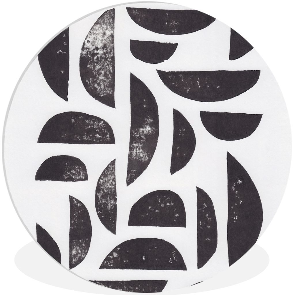 MuchoWow Rundes Wandbild - Runde Bilder Formen - Abstrakt - Schwarz - Weiß Ø 30 cm Kreis Wanddekoration Kunststoff - Wandkreis - Wandschmuck - ...