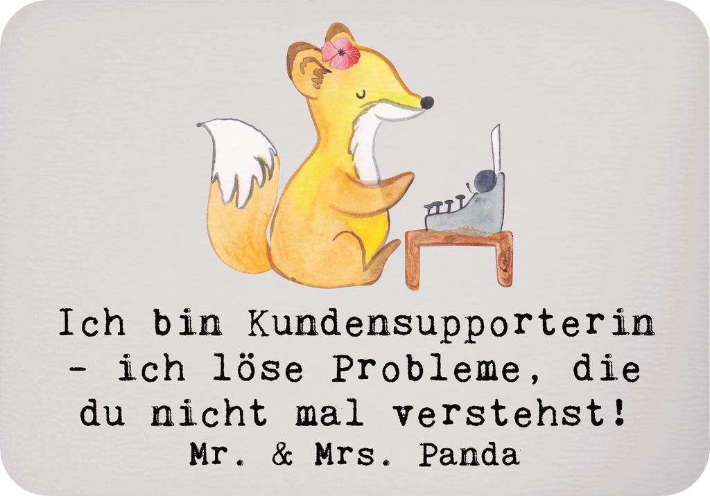 Mr. & Mrs. Panda Kühlschrankmagnet Kundensupporterin Heldin - Grau Pastell - Geschenk, Problemlösung, Hilfsbereitschaft, Berufsgestaltung, Berufs...
