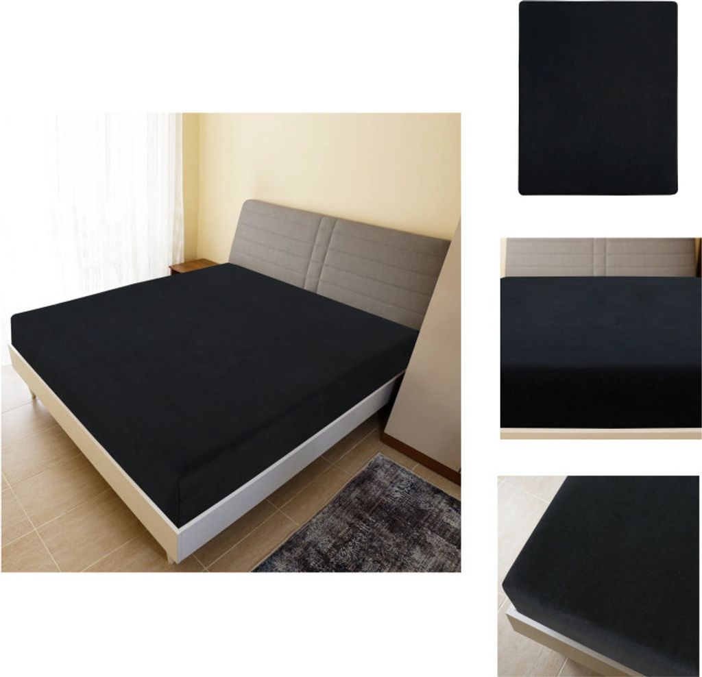 vidaXL Spannbettlaken Jersey Schwarz 100x200 cm Baumwolle - Bettlaken