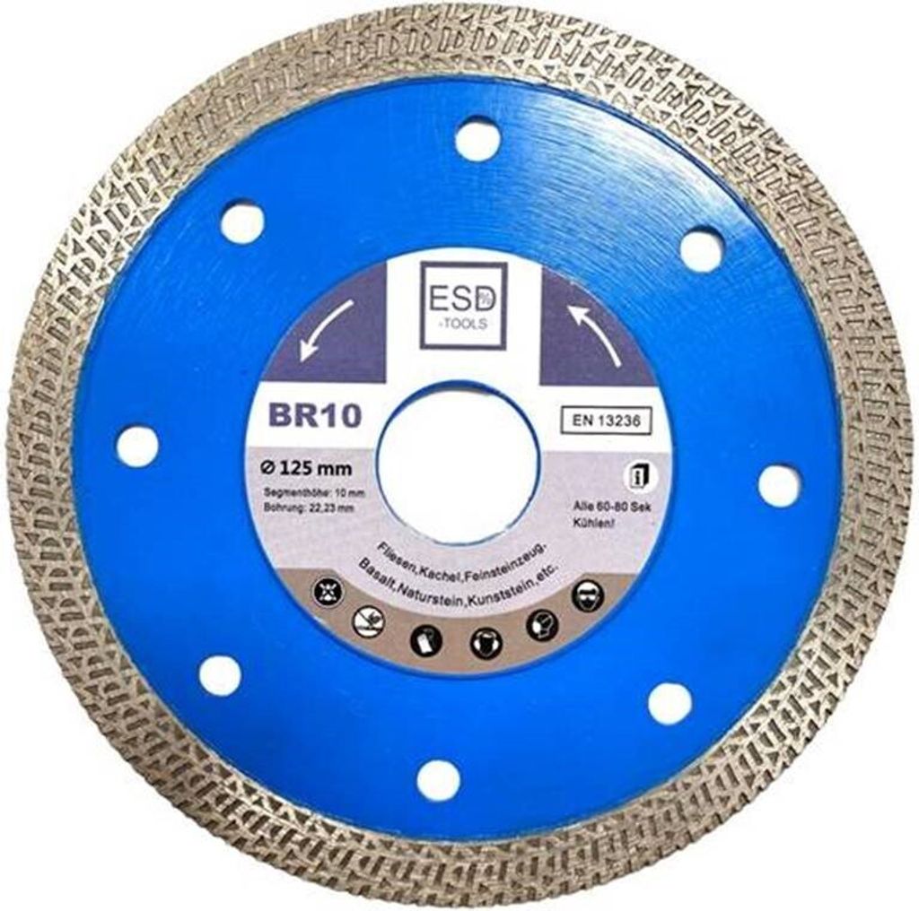 Diamanttrennscheibe BR10 Fliese mit verstärktem Kern - Ø 125 mm - 22,23 mm Bohrung