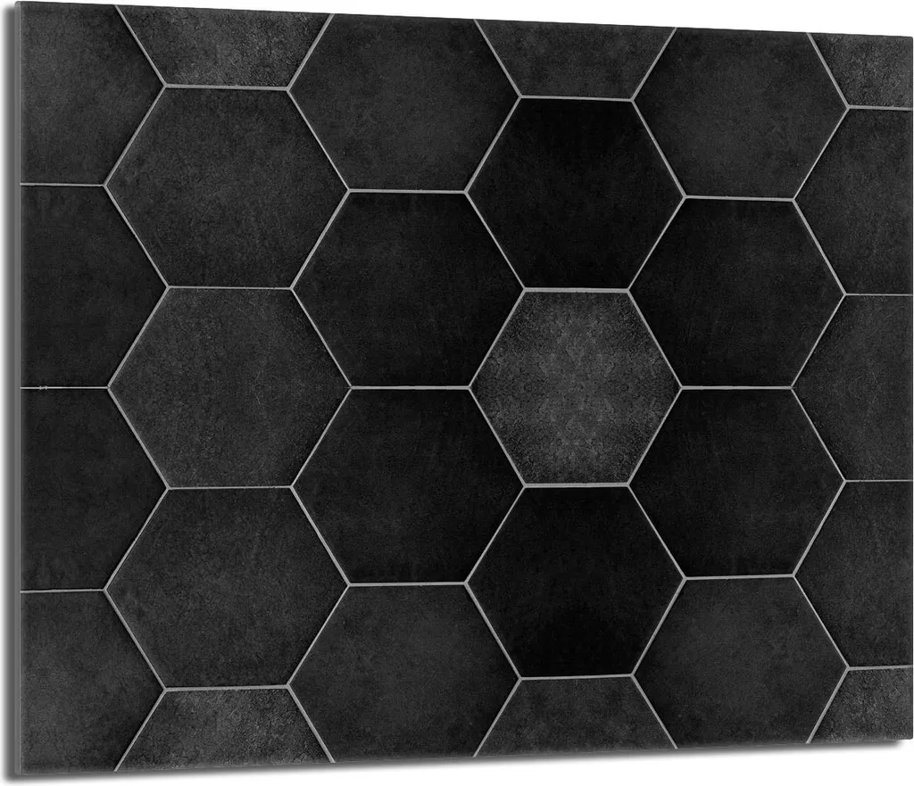 Piastra copriforno 60x52 Coperchio per piano cottura in ceramica Paraspruzzi Piastra in vetro Tagliere decorativo, motivo nero
