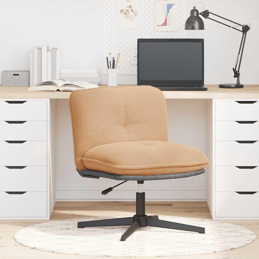 vidaXL Bürodrehstuhl Beige Gelockter wollähnlicher Stoff