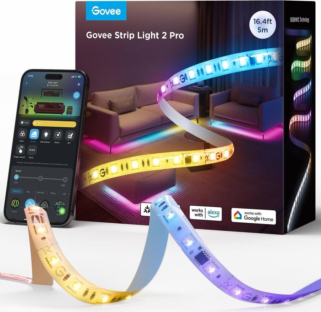 Govee Lichtstreifen 2 Pro RGBICWW Matter, 5 m