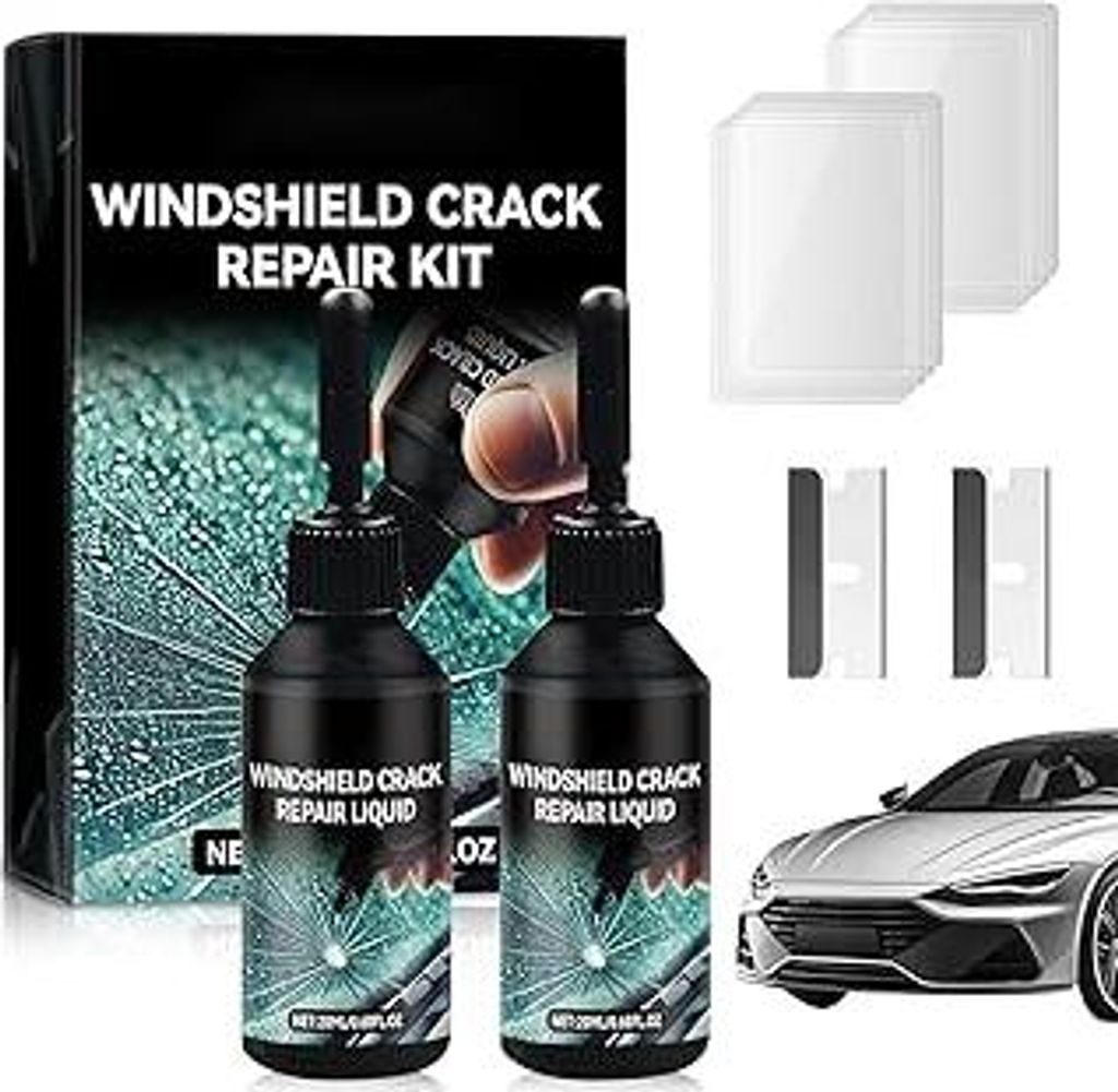Steinschlag Reparaturset Windschutzscheibe, 2 Stück Windschutzscheibe Reparaturset, Scheibenreparatur Set zur Glas Reparatur Langer Rissen, Windsc...