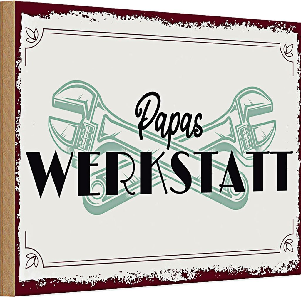 Holzschild Spruch 30x20cm Papas Werkstatt
